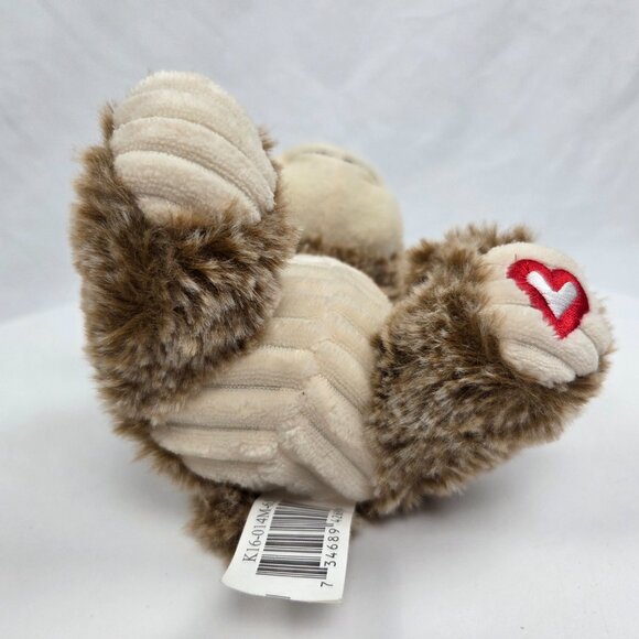 KELLYTOY MONKEY CHIMP PLUSH  HEART FOOT SPARKLE EYES BROWN STUFFED ANIMAL 6” - Picture 5 of 6